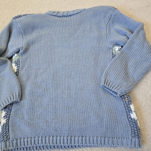 Vintage East West Cottagecore Blue Floral Swirl Sweater Womens Size Large - Picture 9 of 9